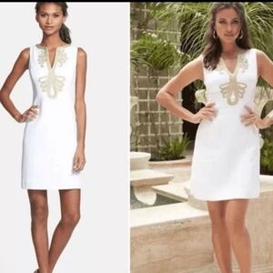 Lilly Pulitzer Janice white and gold sheath dress 2